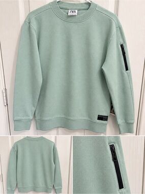 Zara Men’s Sage Green Crewneck Sweatshirt